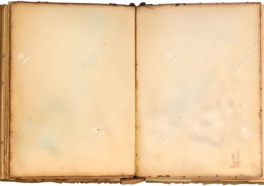 Very old open book and empty pages 
