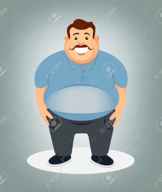 Fat man. Vector flat illustration