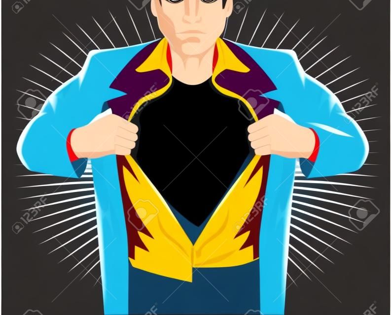 Superhero opening shirt. Vector illustration