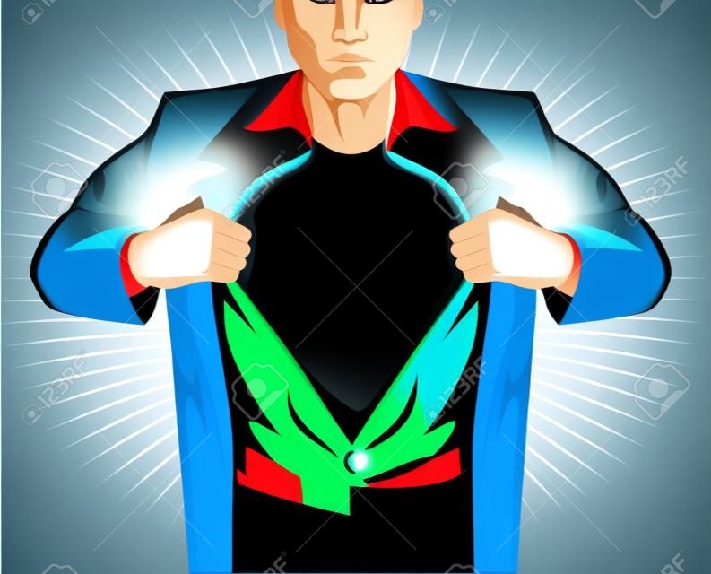 Superhero opening shirt. Vector illustration
