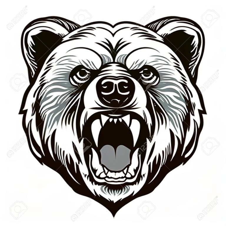 Злой медведь Голова. Векторная иллюстрация