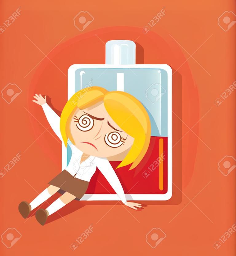 Business woman character no energy. Vector flat cartoon illustration