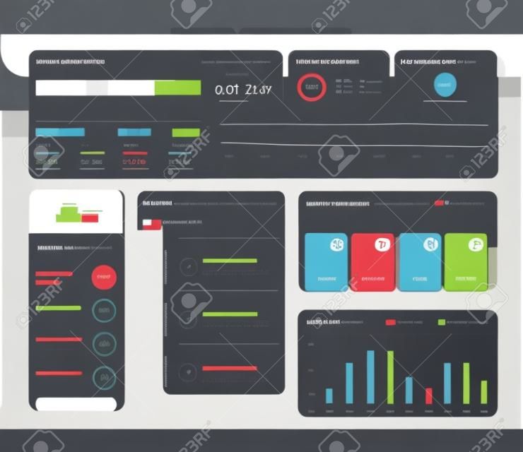 Info graphic dashboard template ui for sentiment analysis. Vector Illustration