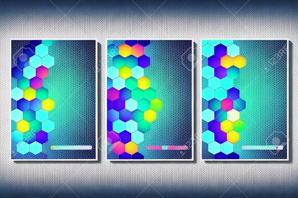 Vector template for cover or brochure, with hexagons pattern and technological background. Abstract geometric texture and hi-tech digital background