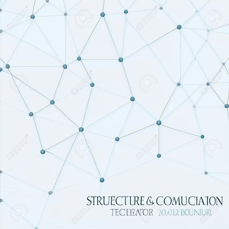 Strukturmolekül und Kommunikation DNA, Atom, Neuronen. Wissenschaftskonzept für Ihr Design. Verbundene Linien mit Punkten. Medizin-, Technologie-, Chemie-, Wissenschaftshintergrund. Vektor-Illustration