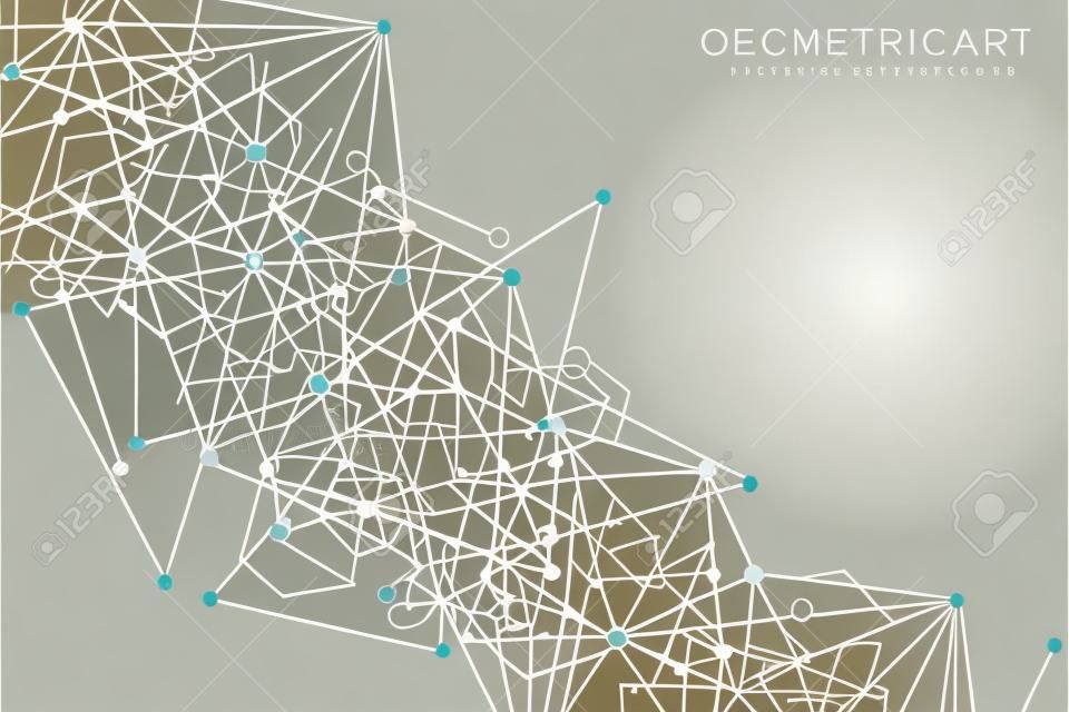 Geometryczne abstrakcyjne tło z połączoną linią i kropkami, cząsteczką i komunikacyjną koncepcją naukową dla swojego projektu technologia medyczna nauka tło wektor ilustracja