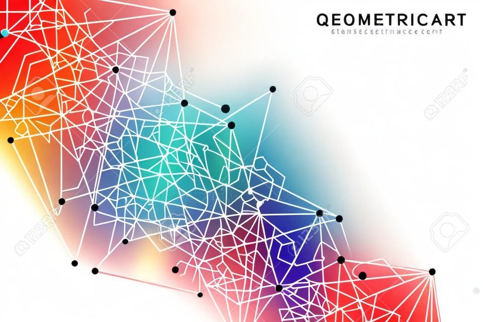 Geometric abstract background with connected line and dots. Structure molecule and communication. Scientific concept for your design. Medical, technology, science background. Vector illustration