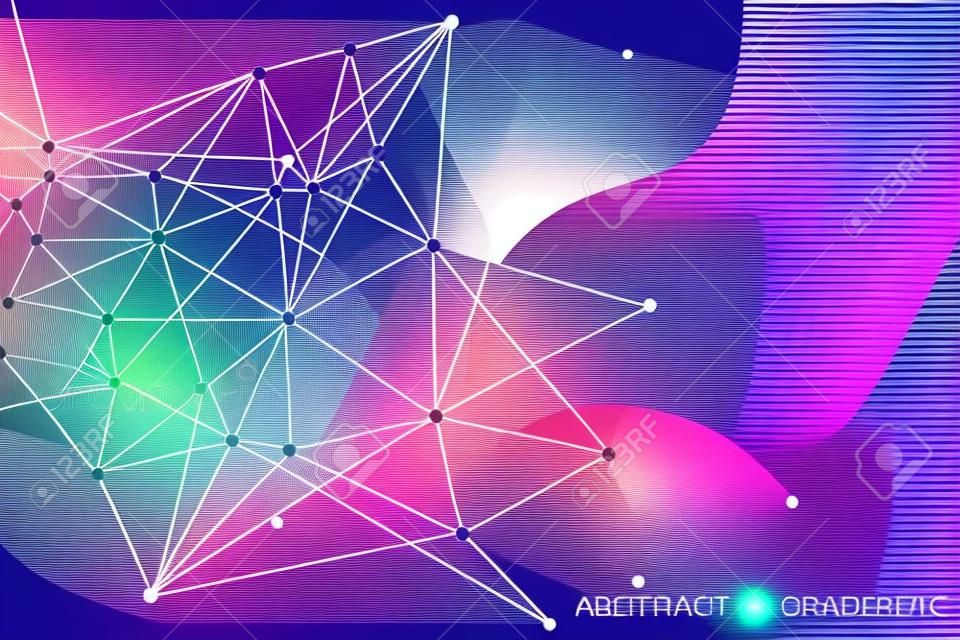 Geometric abstract background with connected line and dots. Structure molecule and communication. Scientific concept for your design. Medical, technology, science background. Vector illustration
