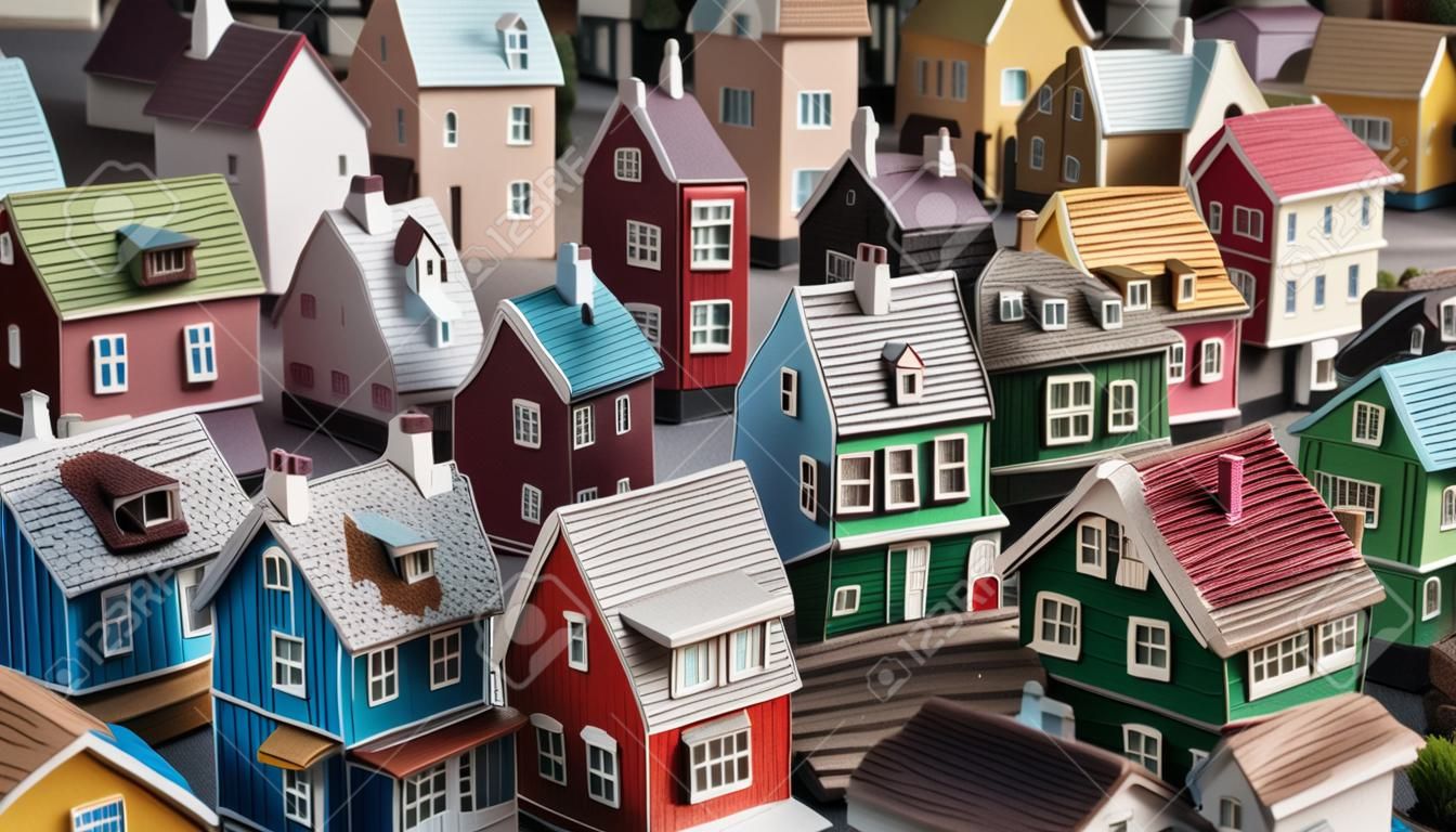 Miniature of colorful houses in the city. Miniature city concept