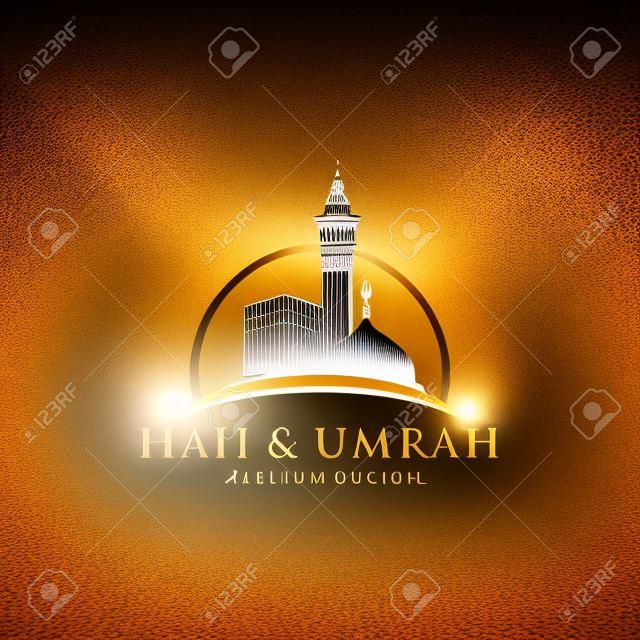 logotipo de viagem mecca, símbolo de excursão Al haj & umrah mubarak