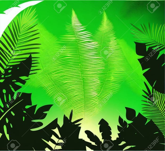 Tropical leaf silhouette frame for you
