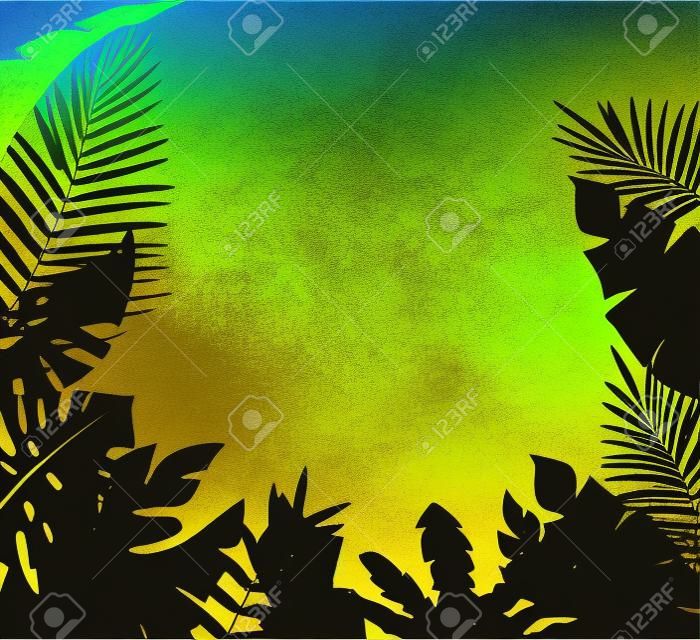 Tropical leaf silhouette frame for you