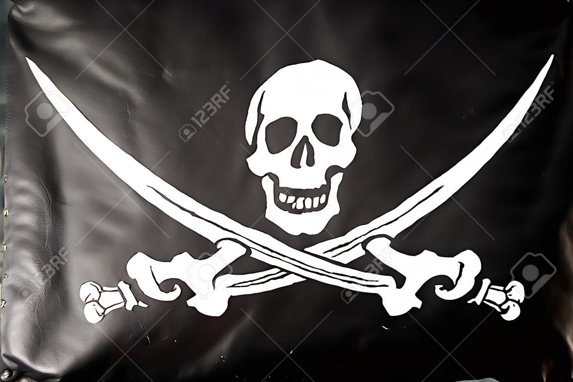 Calico Jack de la bandera pirata, pintada en textura de cuero