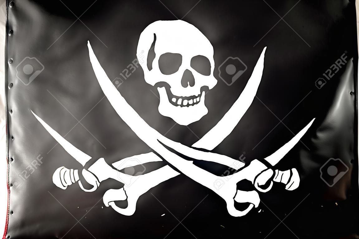 Calico Jack de la bandera pirata, pintada en textura de cuero