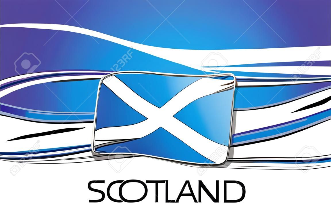 Scotland Flag with colored hand drawn lines in Vector Format