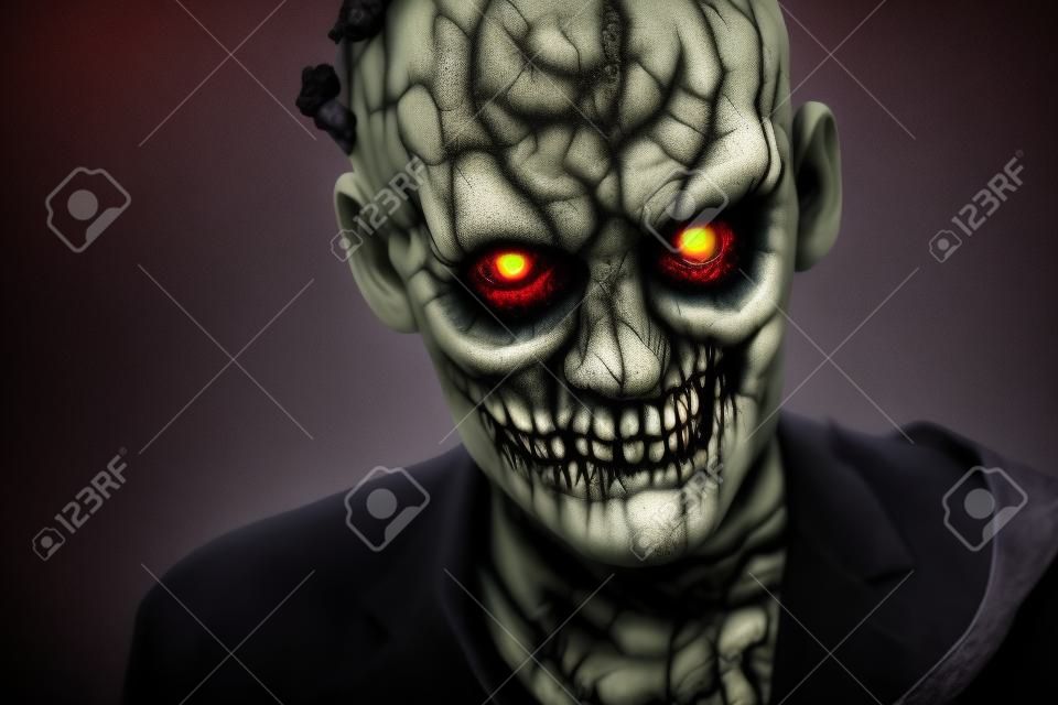 Close-up-Porträt einer schrecklich beängstigend Zombie-Mann. Horror. Halloween.