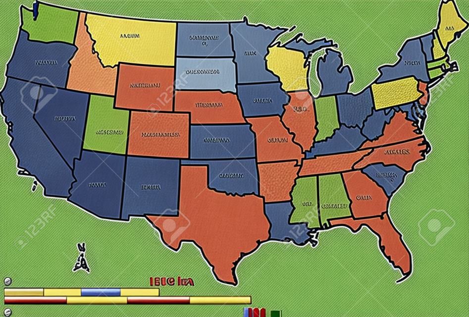 Verenigde Staten van Amerika kaart met schaal