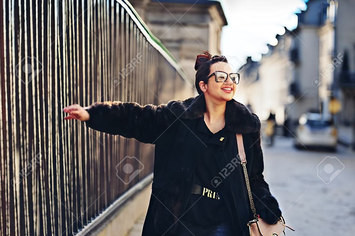 girl walking aroung the streets and the city of Paris