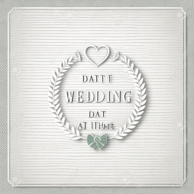 Wedding save the date invitation card vector illustration. Wedding invite title vintage design.