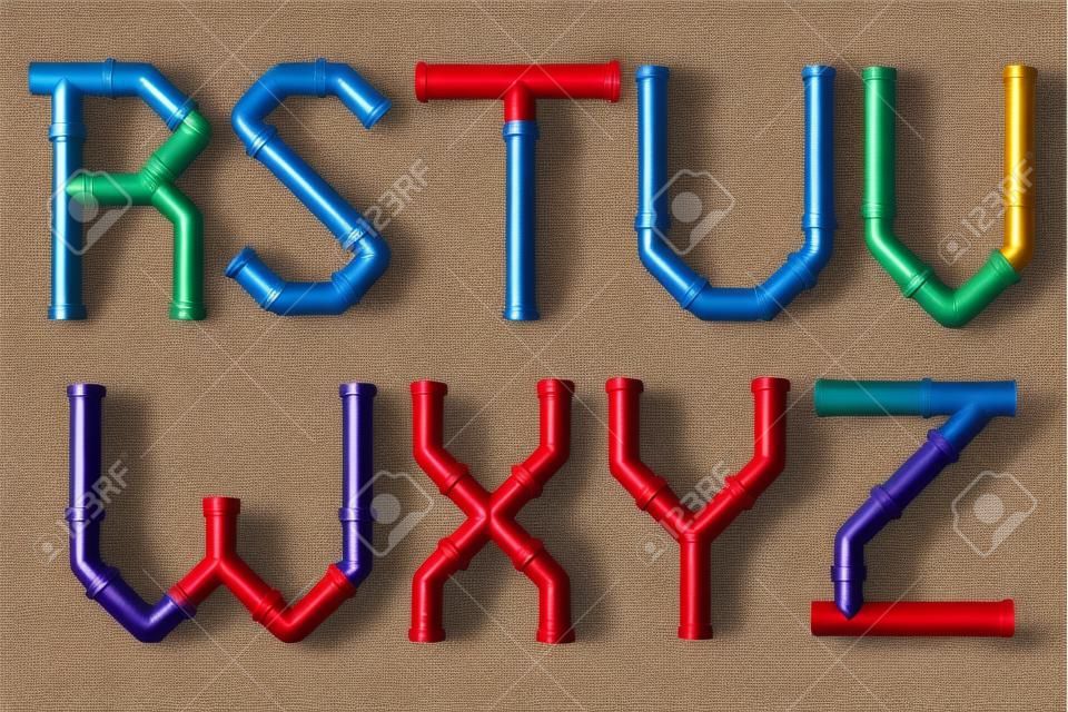 PVC alphabet made of PVC piping elements - Letters R to Z