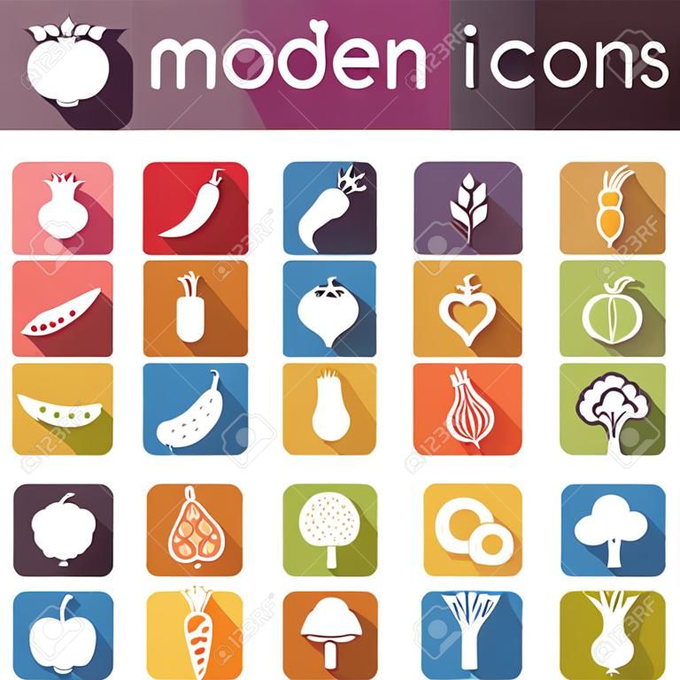 Nowoczesne zestaw ikon warzywa