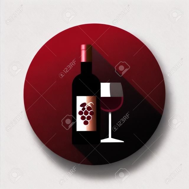 Wine  flat icon with long shadow, eps 10