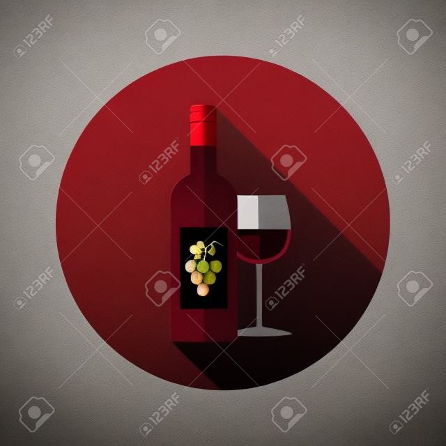 Wine  flat icon with long shadow, eps 10