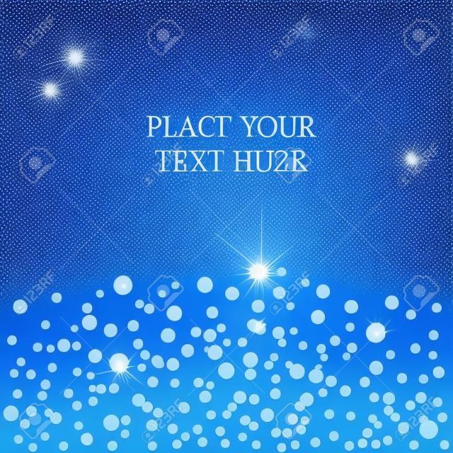 Scattering Of Shining Diamonds On Blue Background.