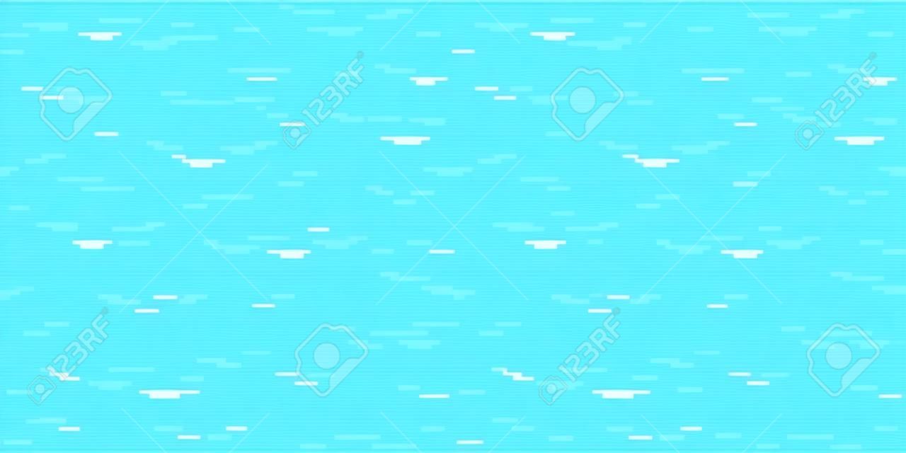 Pixel art water background. Seamless sea texture backdrop. Vector illustration.