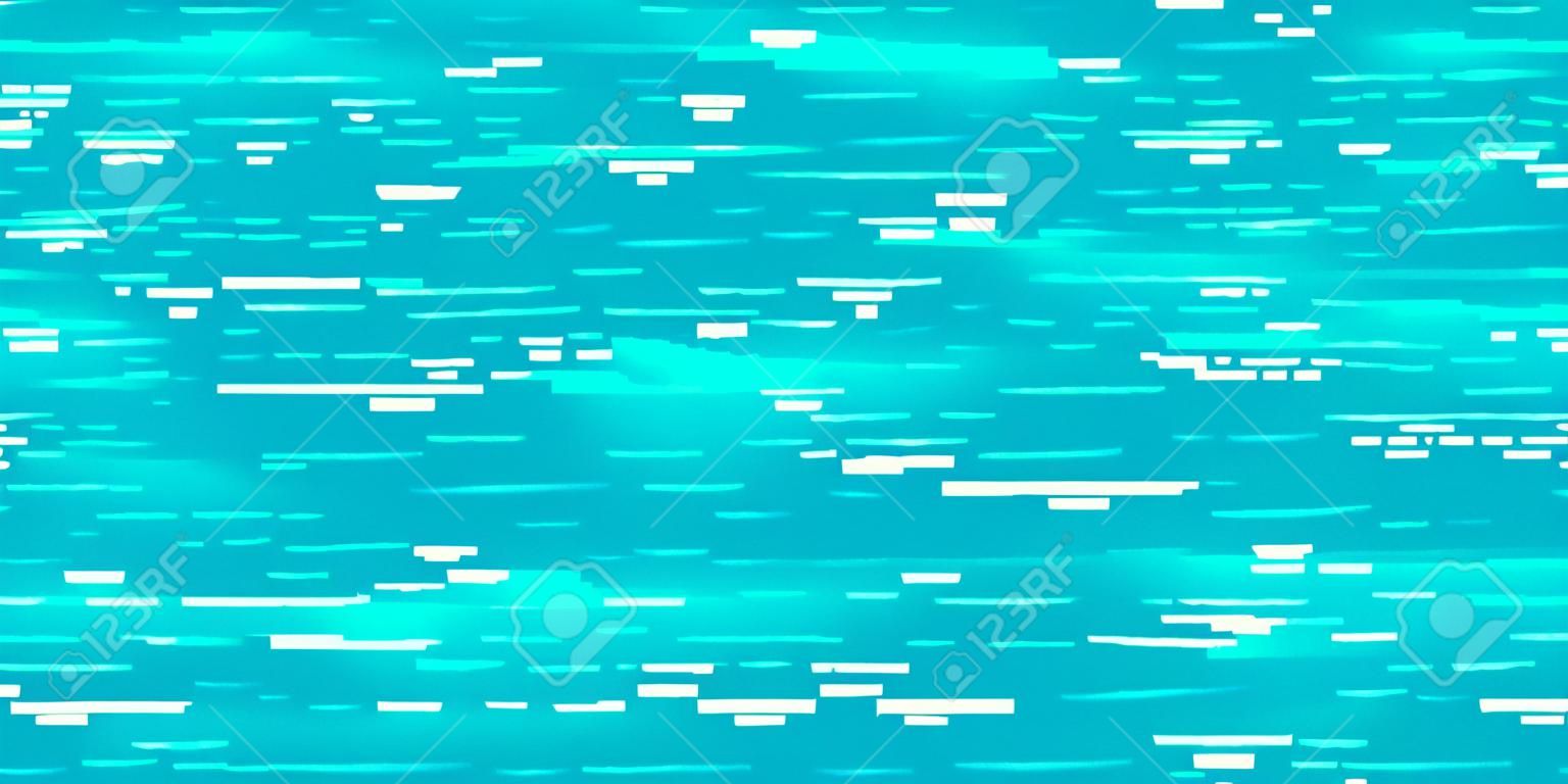 Pixel art water background. Seamless sea texture backdrop. Vector illustration.
