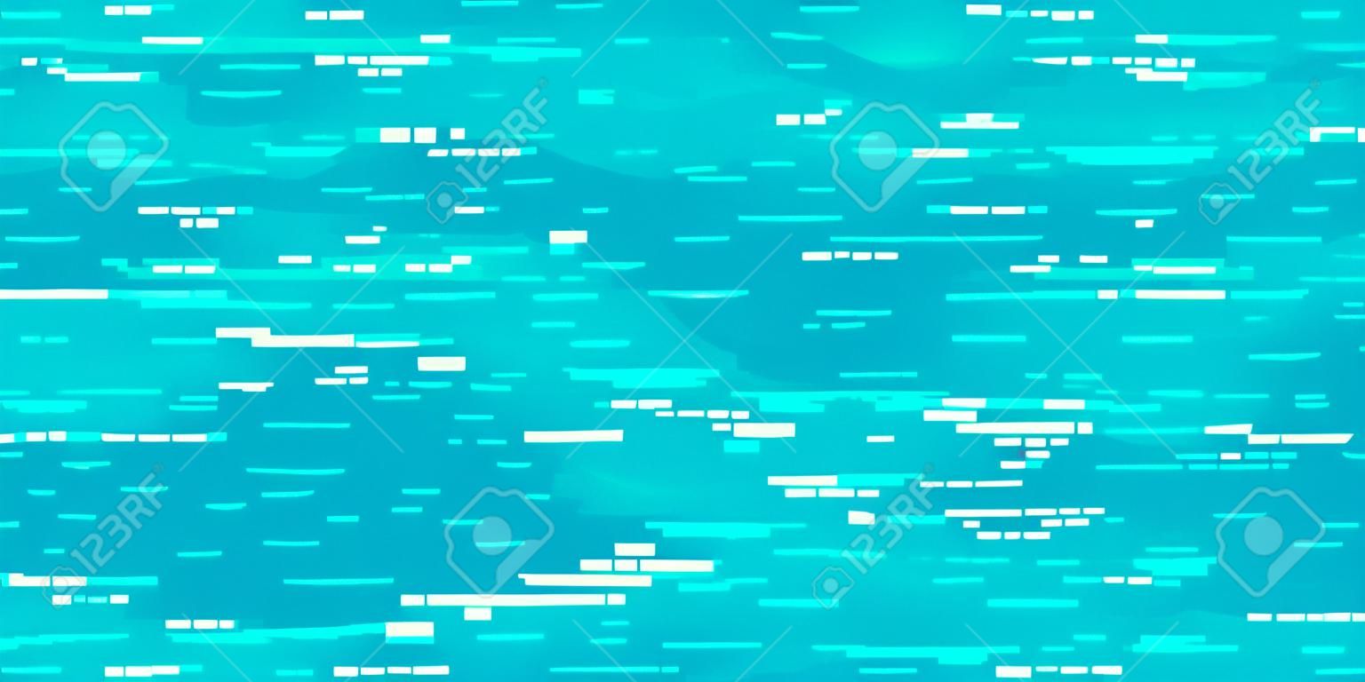 Pixelkunst-Wasserhintergrund. Nahtlose Meeresstruktur im Hintergrund. Vektor-Illustration.