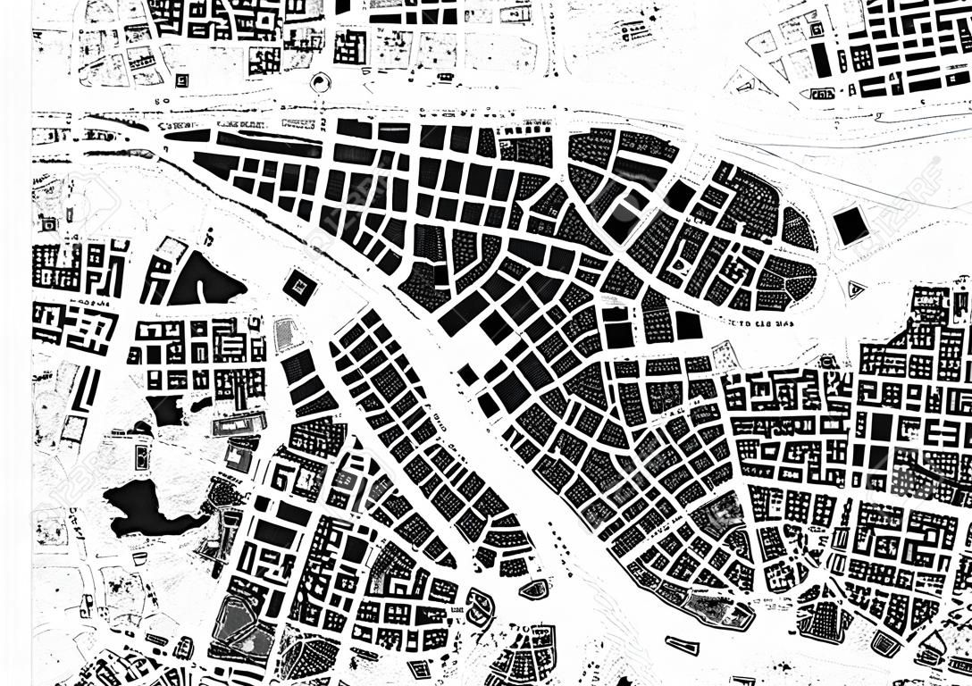 Praga czarno biały plan miasta - ulica texture