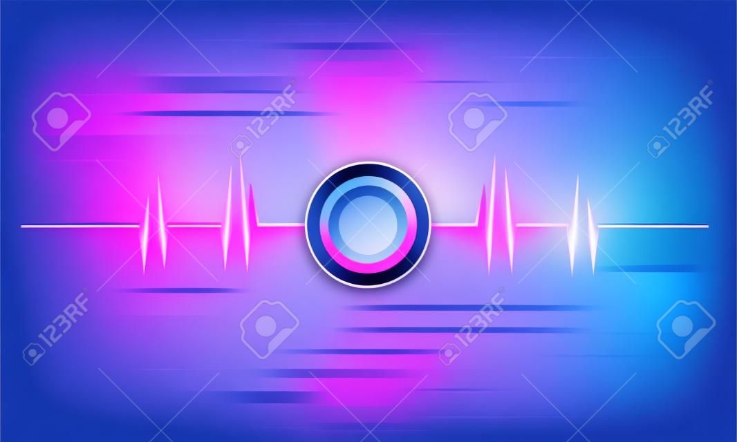 Vector illustration technology with triangles over dark blue and pink background.