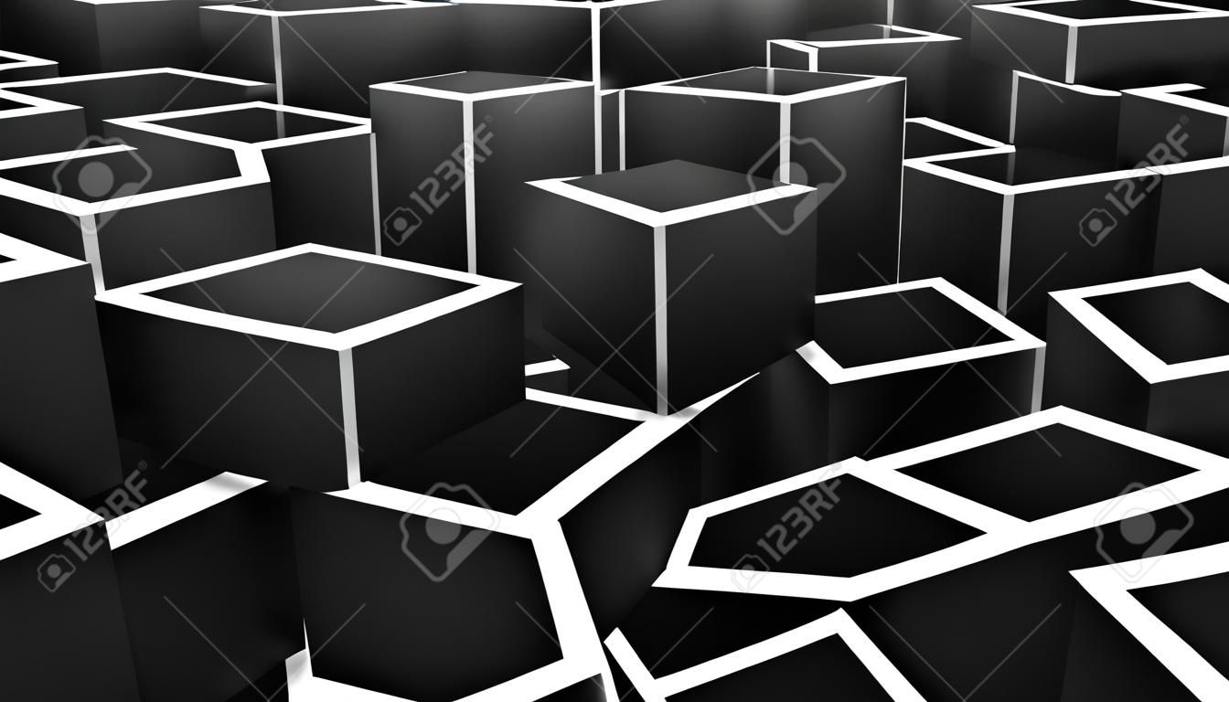 Silver abstract cubes background rendered