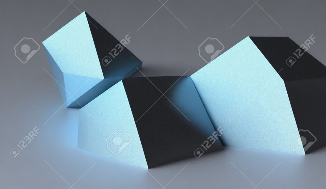 Silver pyramid cubes concept rendered