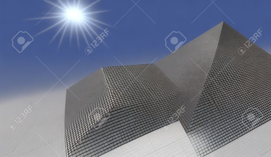 Silver pyramid cubes concept rendered