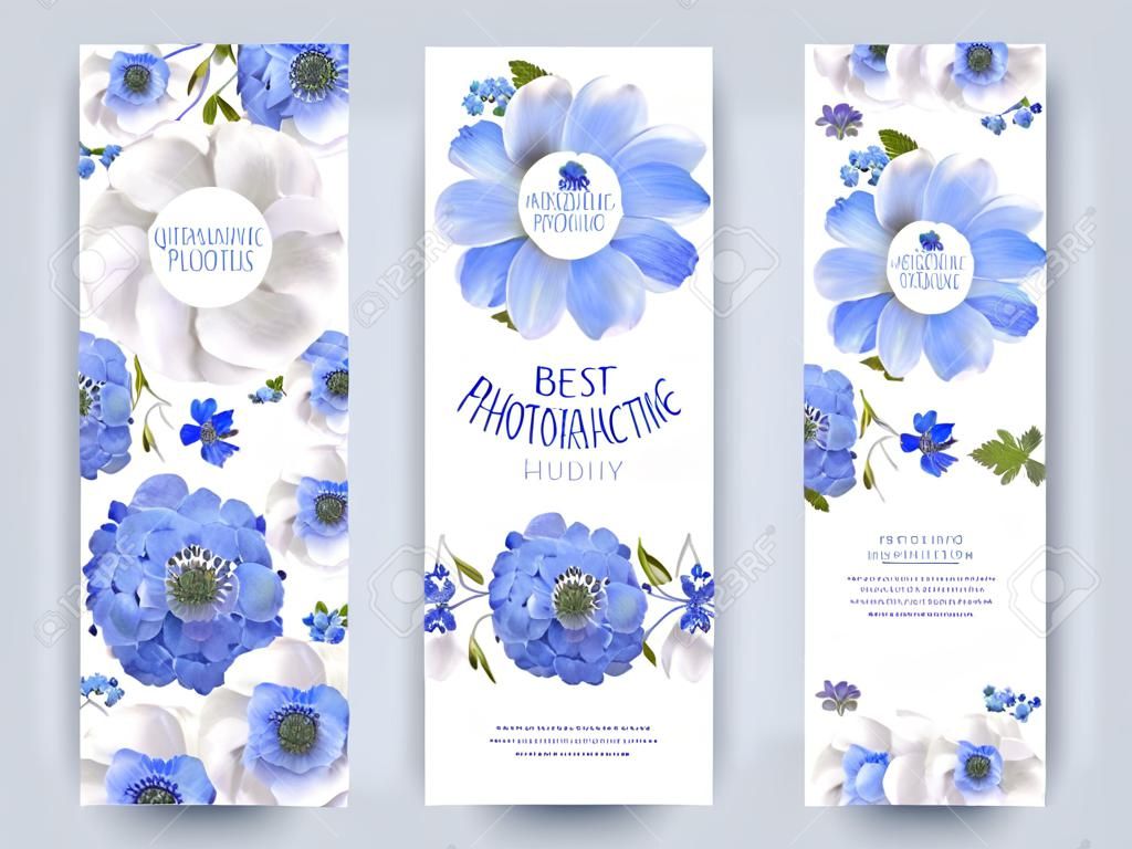 Blue anemone round banners