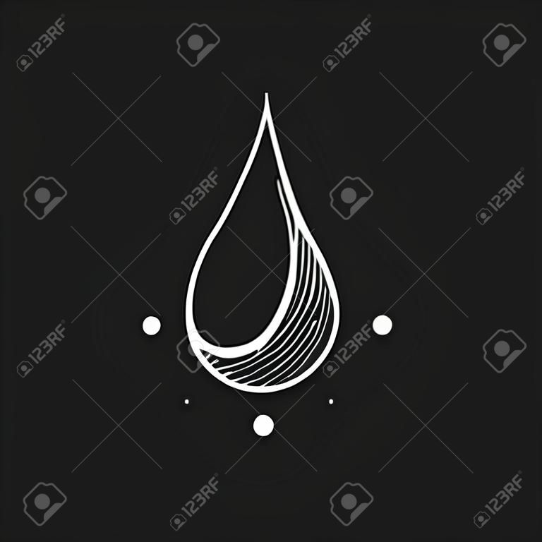Water drop icon in doodle sketch lines. Nature ecology environment