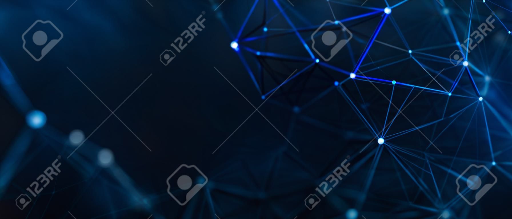 Abstract futuristic - technology with polygonal shapes on dark blue background. Design digital technology concept. 3d illustration	