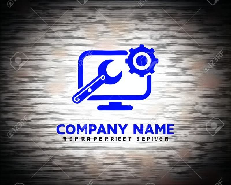 コンピューターの修理サービスのロゴ デザイン テンプレート