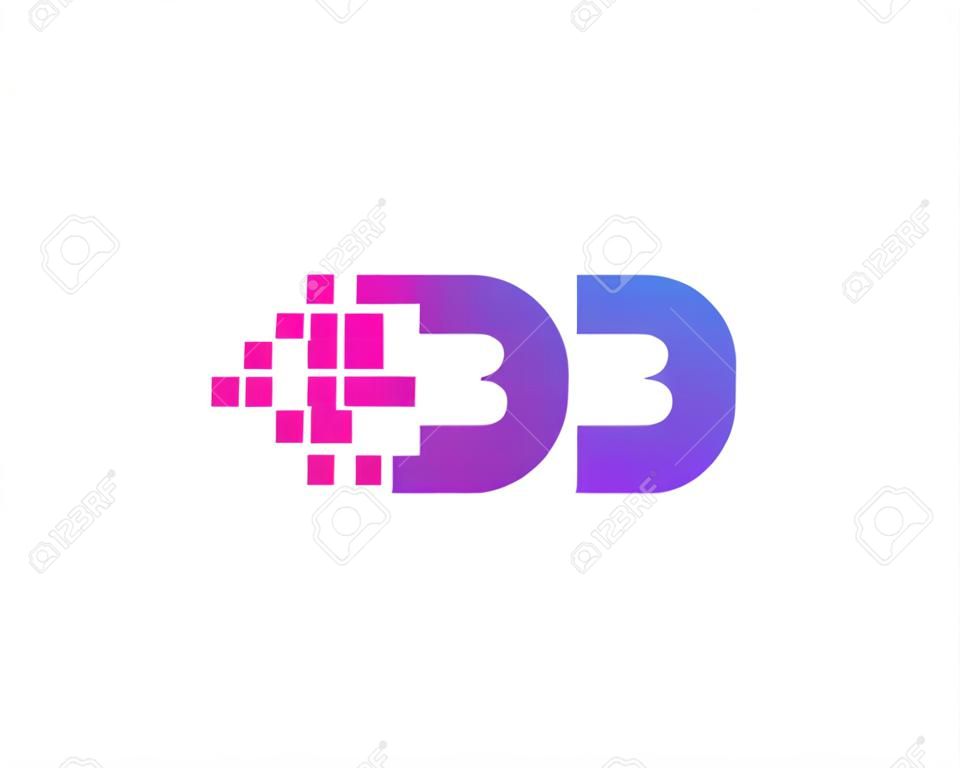 Letter B Digital Pixel Icon Logo Design Element