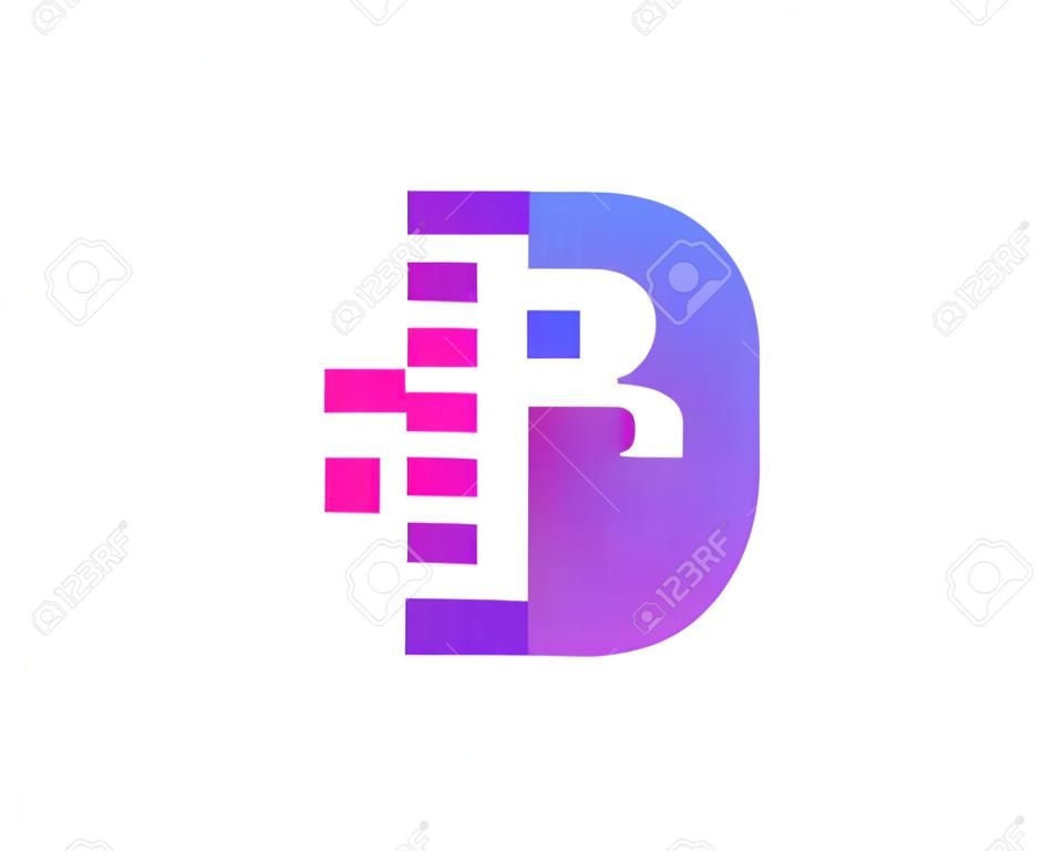 문자 B 디지털 픽셀 아이콘 로고 디자인 요소