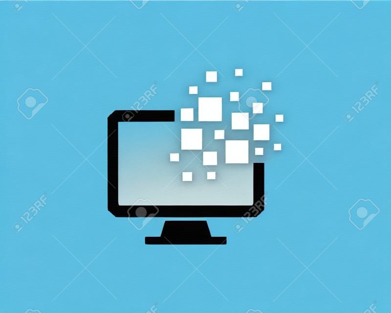 픽셀 컴퓨터 아이콘 로고 디자인 요소