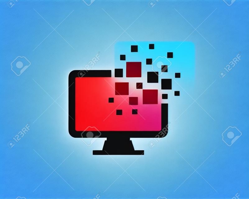 Pixel Computer Pictogram Logo Design Element