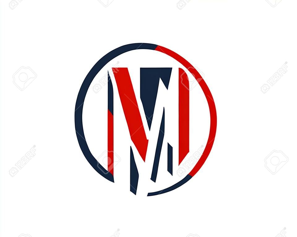 Elemento de design de ícone de linha de círculo letra M