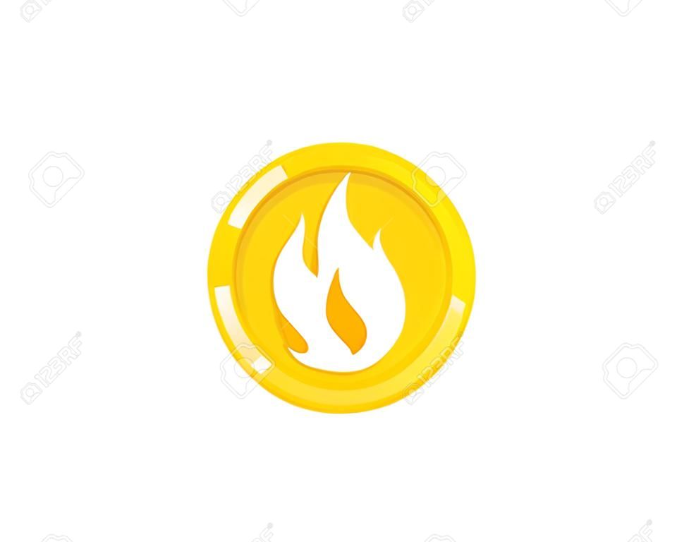 Fire Coin Icon Logo Design Element