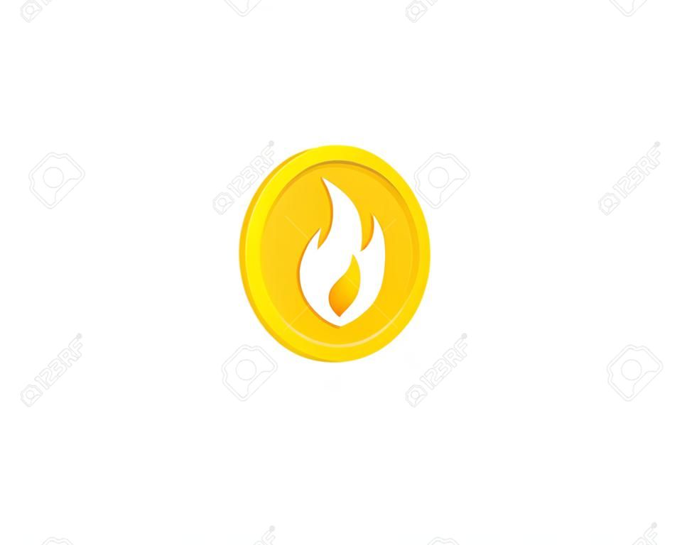 Fire Coin Icon Logo Design Element