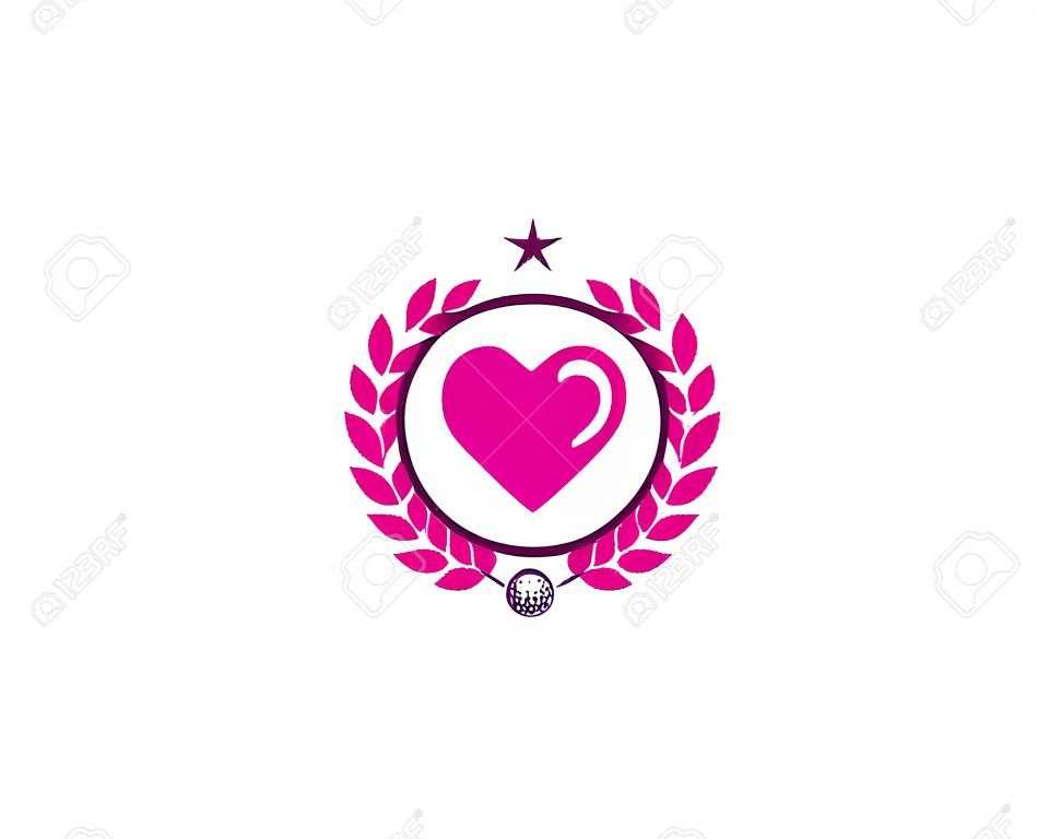 Conception d & # 39; icône de logo de golf de coeur