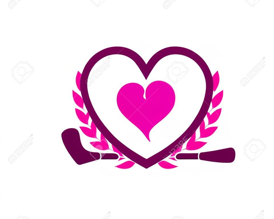 Projekt ikony logo golfa serca