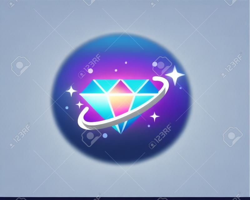 Projeto do ícone do logotipo do planeta do diamante